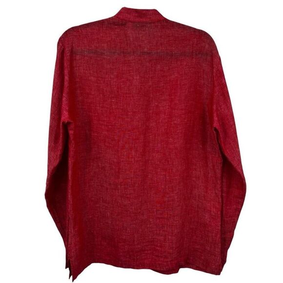 Murano Linen Long Sleeve Button Front Tunic Blouse Light Red Size Small - Picture 5 of 10